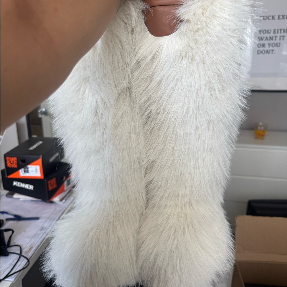 White Faux Fur Scarf
